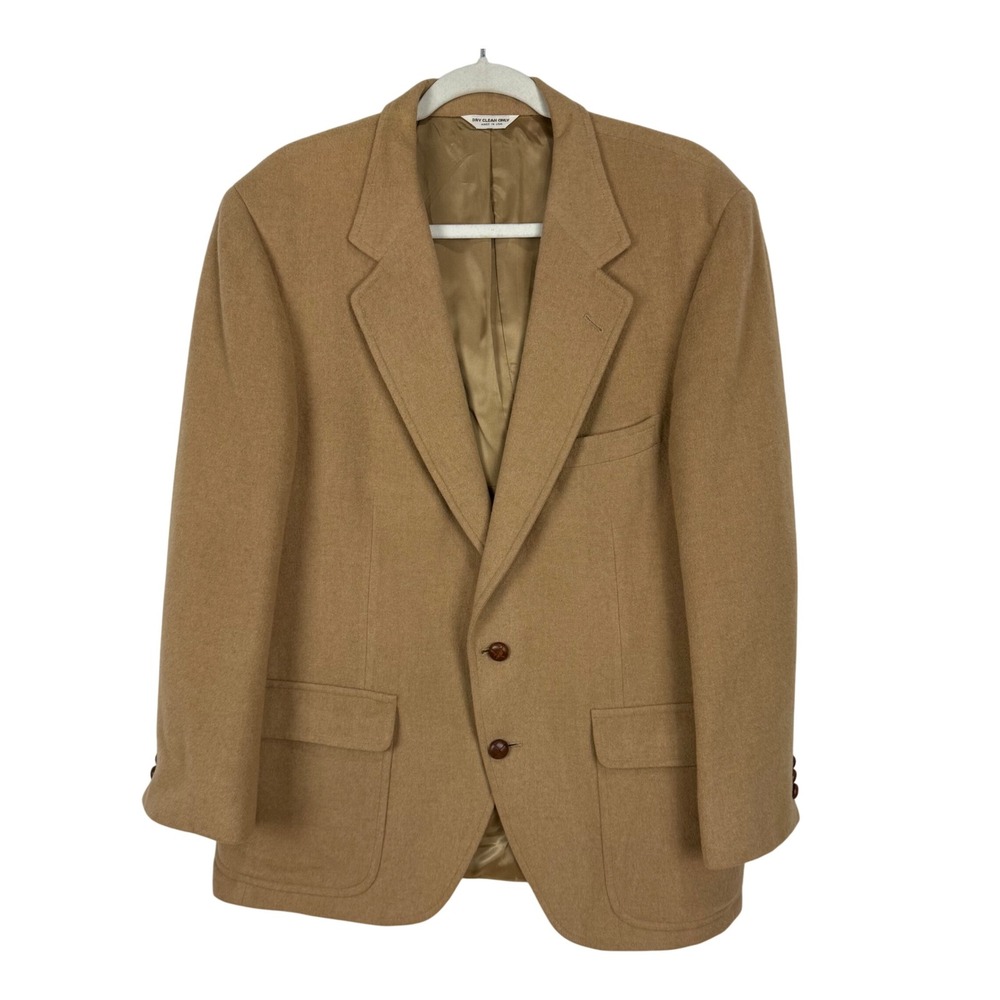 Classic 100% Camel Hair Tan Blazer Sport Coat Mens Size L Large